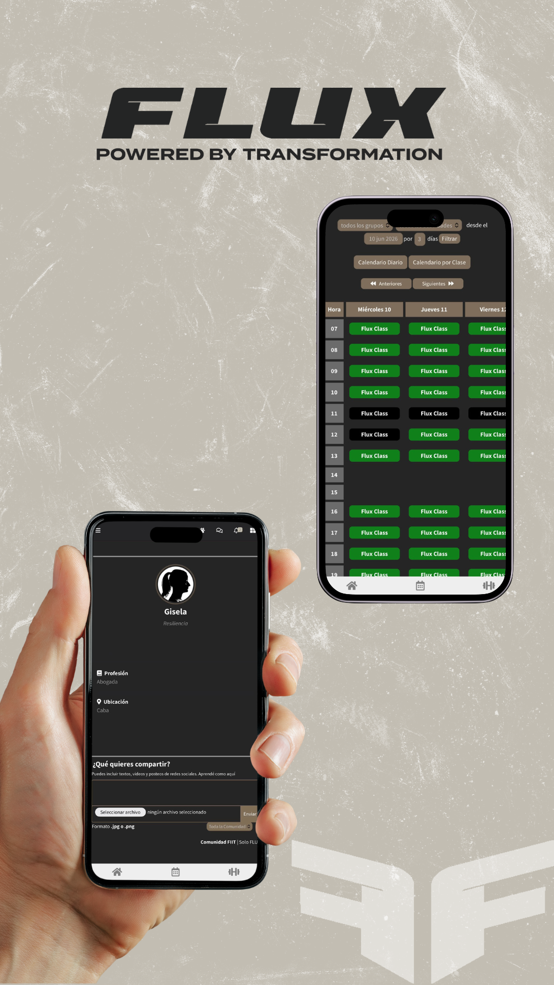 App FluxFit calendario
