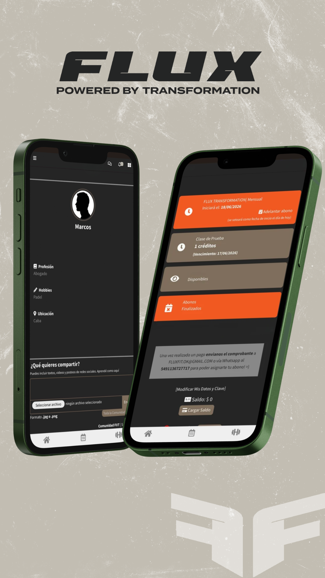 App FluxFit perfil